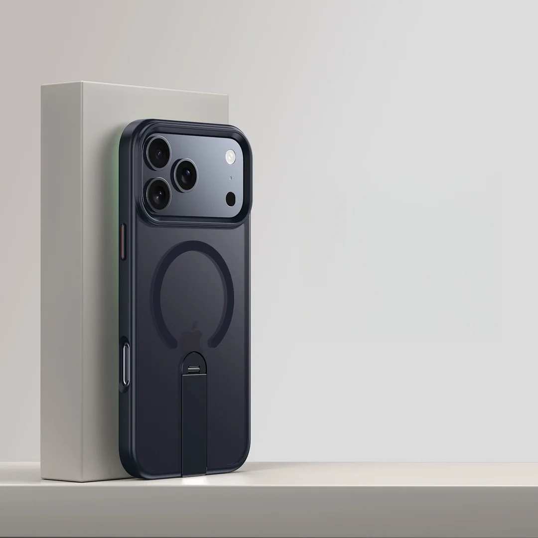 Suitable For Apple 17 Mobile Phone Case Straight Rotating Magnetic Stand Magsafe Transparent Iphone17Pro Mobile Phone Case