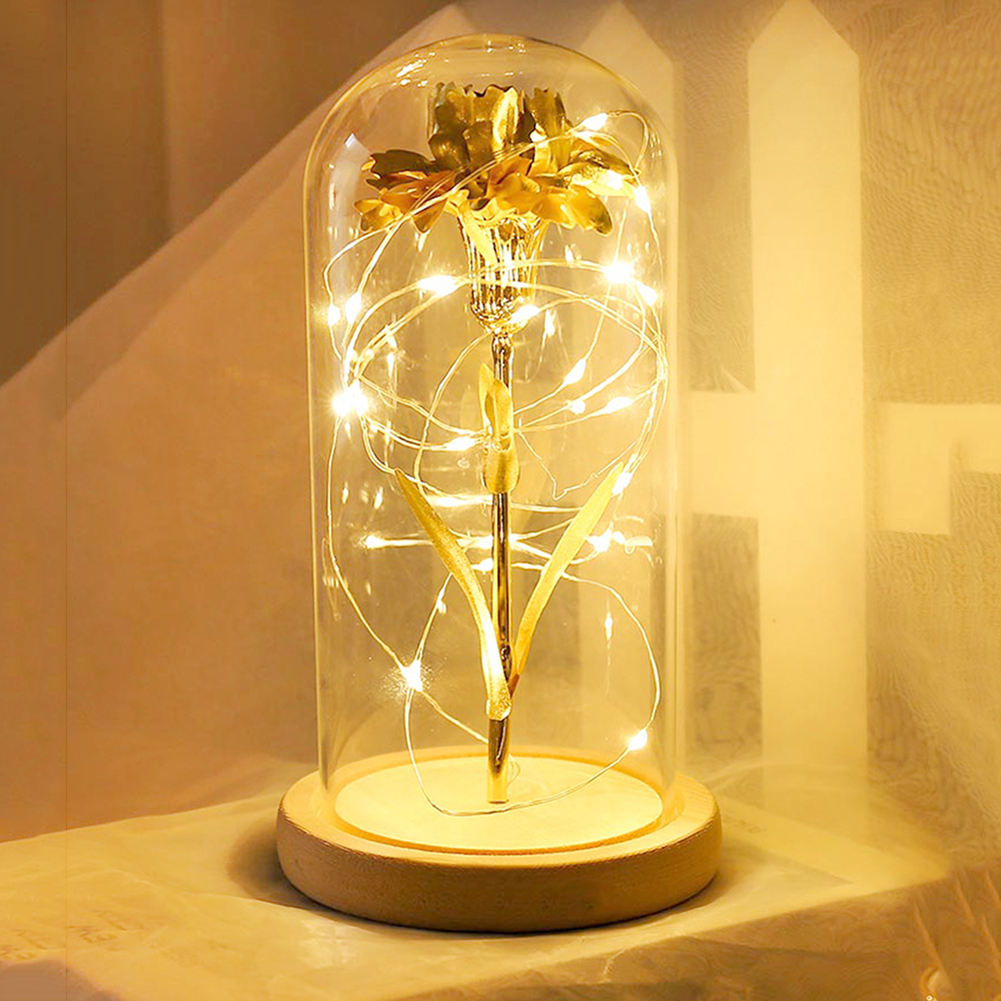 

Eternal Goldleaf Carnation Glass Dome Valentine-Night Light, 501 Original