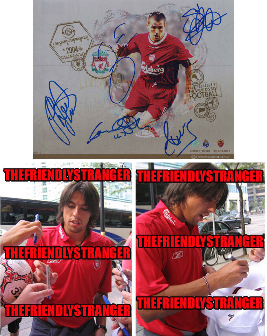 MILAN BAROS, SAMI HYYPIA, +3 signed 2004 LIVERPOOL FC