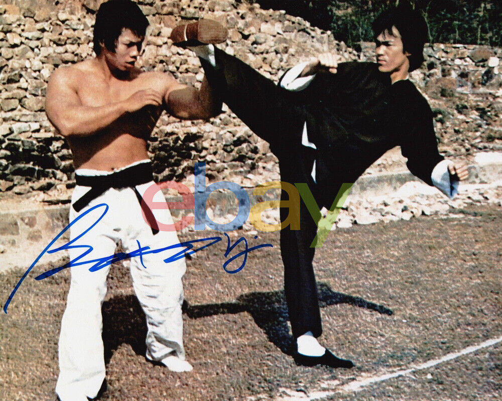 Bolo Yeung Autographed Enter The Dragon Kick w Bruce Lee 8x10 Photo Poster painting reprint