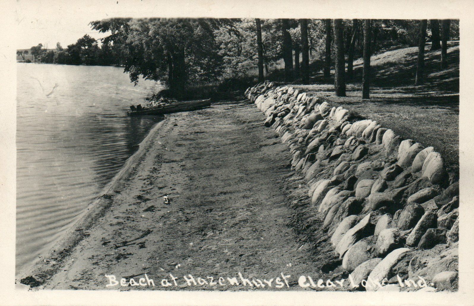 1946 Beach at Hazenhurst Clear Lake Indiana Real Photo Poster painting RPPC Postcard