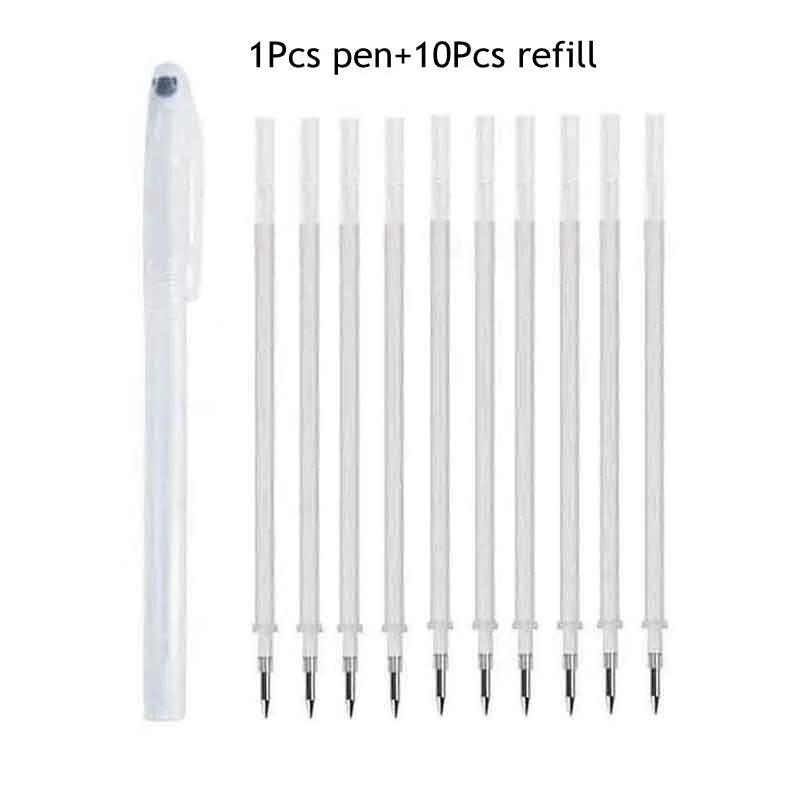 11/12pcs Fabric Marker Heat Erasable Pen Refill Set for DIY Patchwork Dressmaking High Temperature Disappearing Washable Handle