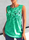Plus Size Button Detail Floral Print Casual Tank Top