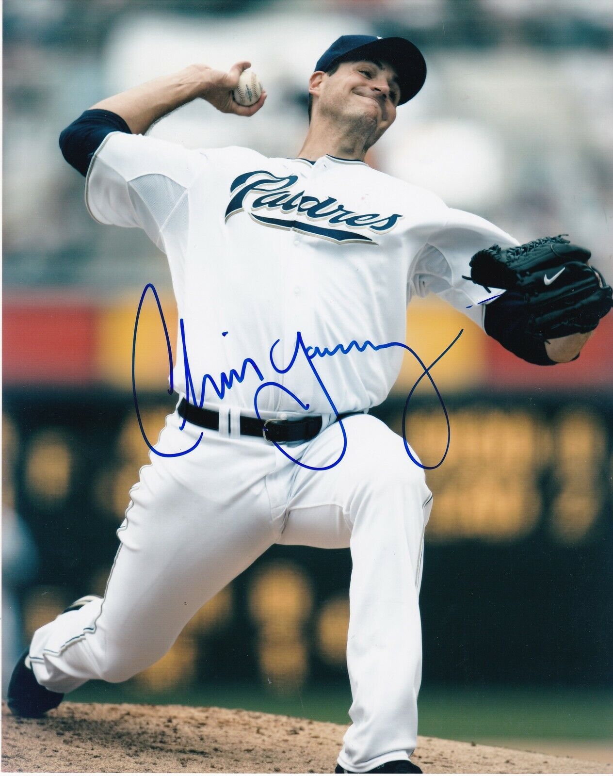 CHRIS YOUNG SAN DIEGO PADRES ACTION SIGNED 8x10