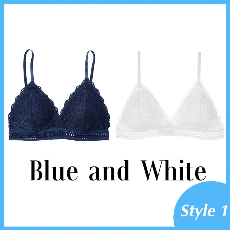 French Style Bralette Seamless Deep V Lace Bra Wireless Thin Underwear Sexy Lingerie Soft Push Up Bras For Women Hot