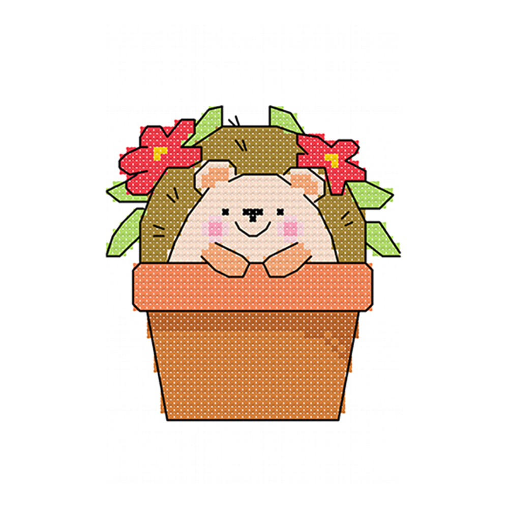 

Potted Hedgehog - 11CT Stamped Cross Stitch - 25*20CM, 501 Original