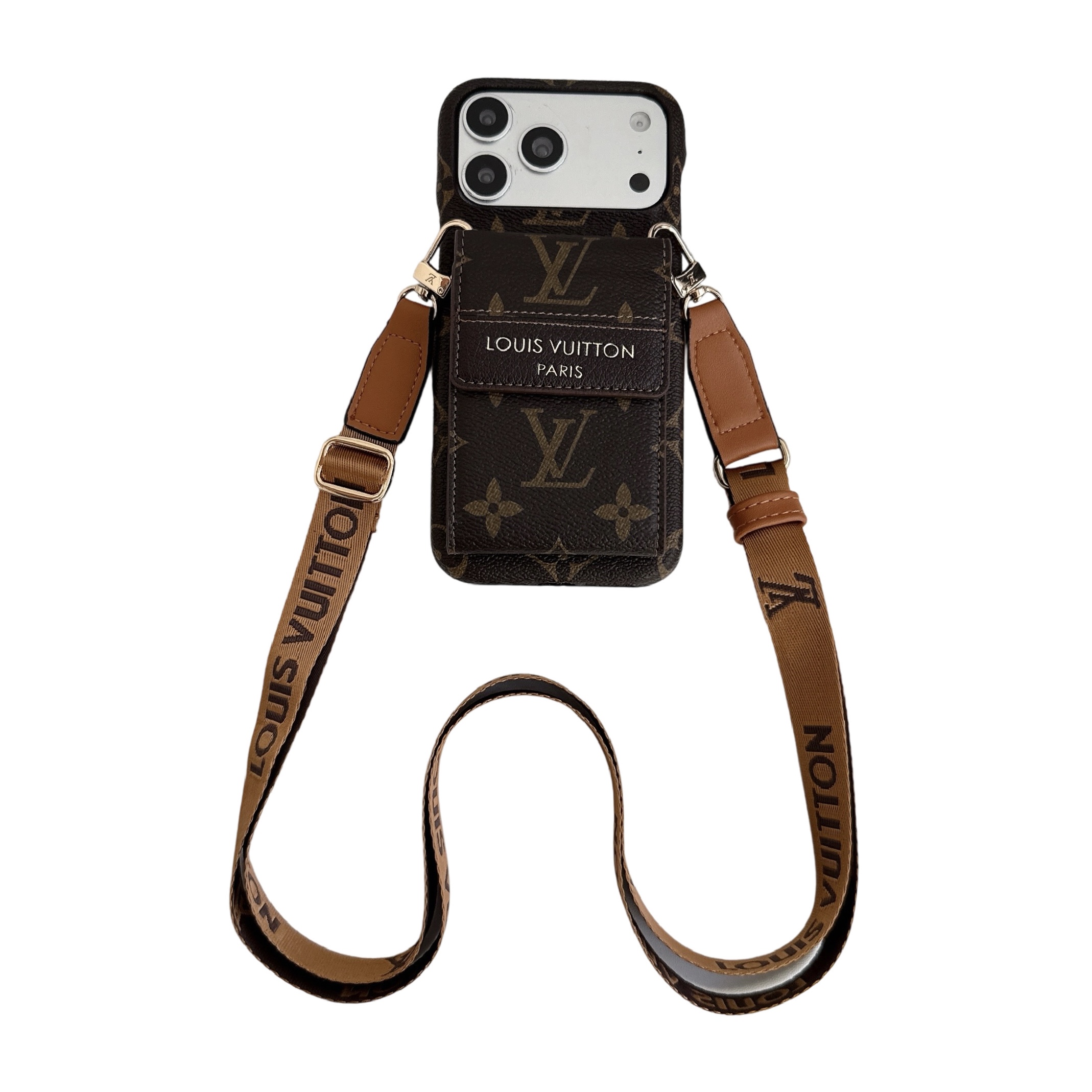 LV Designer Crossbody Gucci Wallet Phone Case | Expandable Accordion Card Holder & Detachable Woven Lanyard Strap