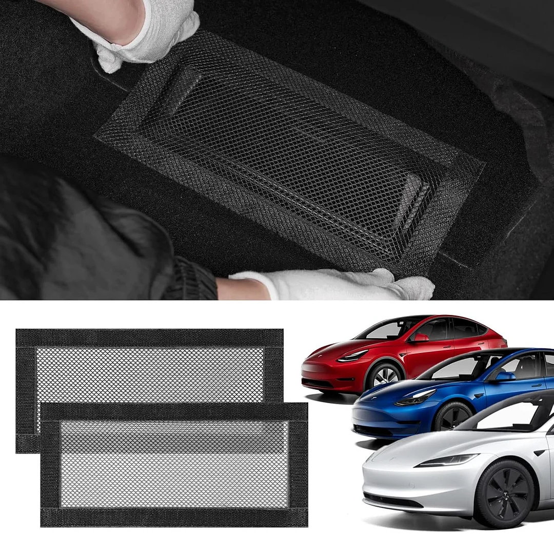 YONZEE Backseat Air Vent Cover, 2-Pack Rear Seat Airflow Outlet Protector with Upgraded Mesh and Velcro for Tesla Model 3/Y