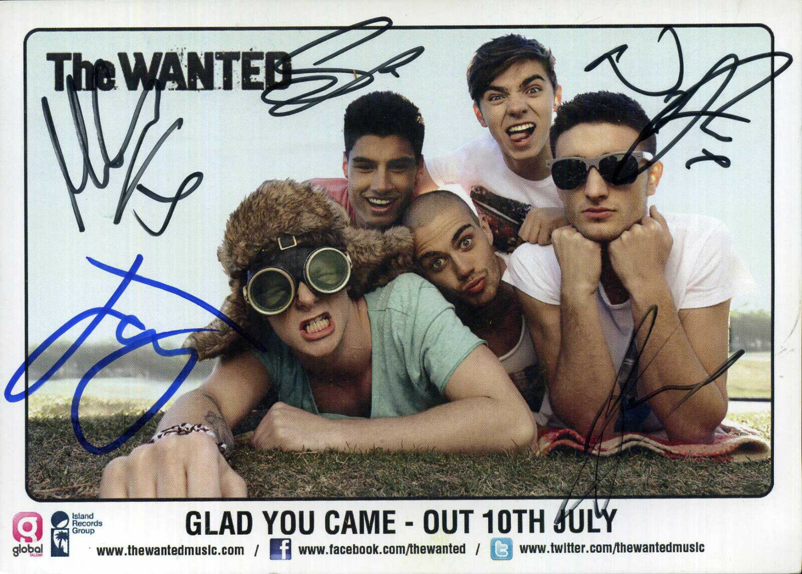 THE WANTED Signed x5 'Glad You Came' Photo Poster paintinggraph Pop Band / Group Stars preprint