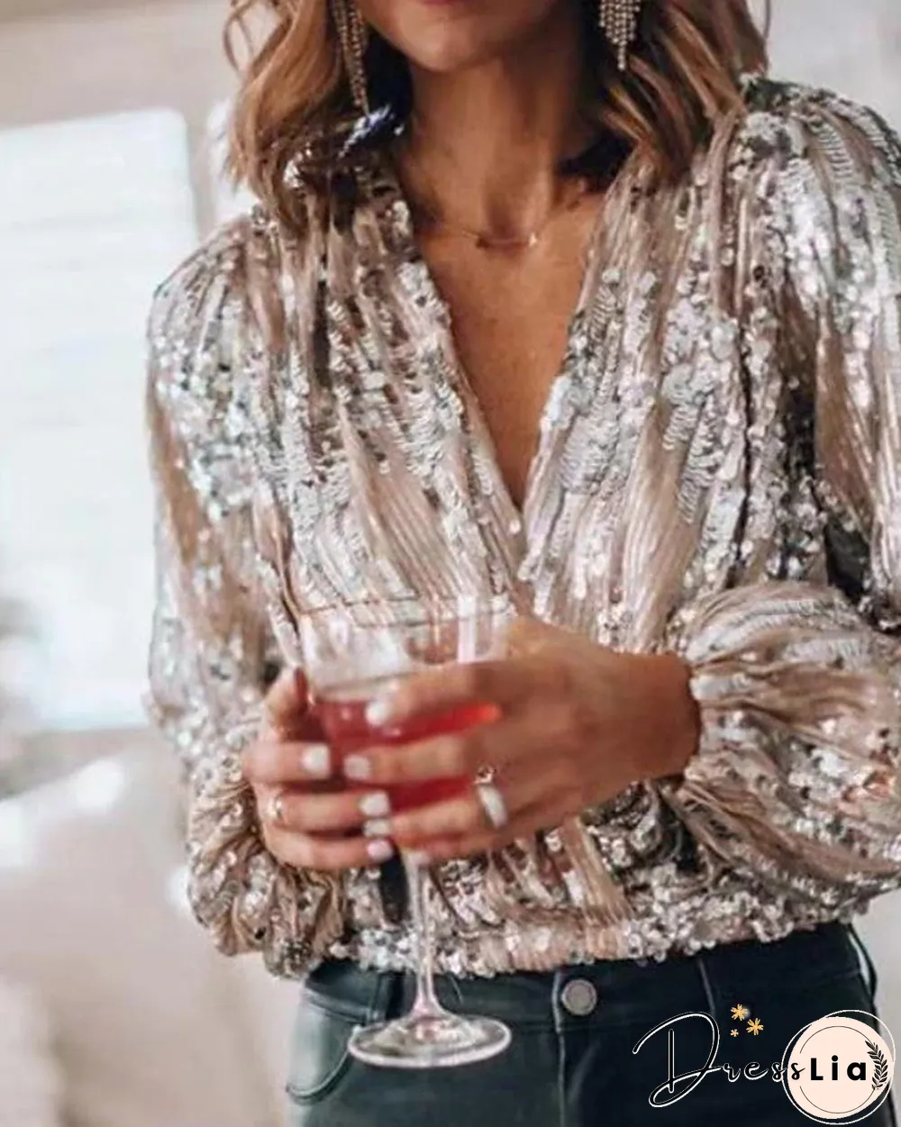 Women's Blouse Solid Colored V Neck Tops Loose Basic Top White Blushing Pink-836