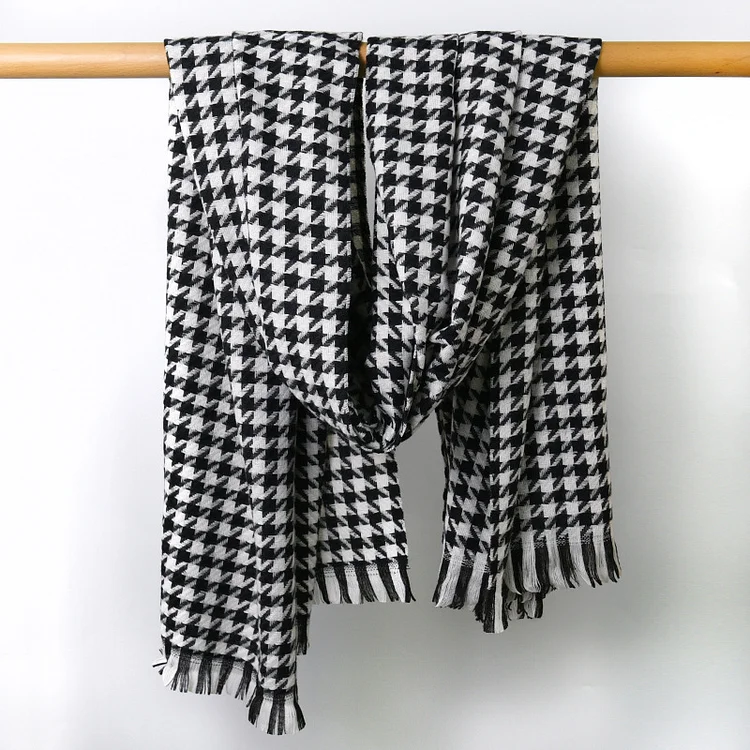 Casual Houndstooth Warm Cashmere Shawl Outside Scarf