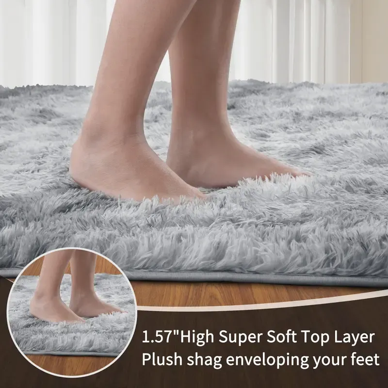 LAESHOP fluffy long-hair area rug, full product view