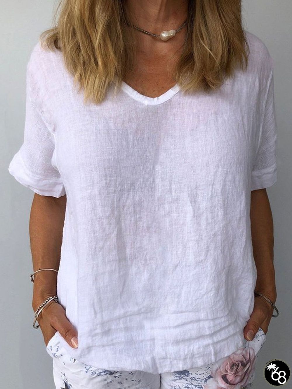 Women's Pure Color Casual Cotton Shirt | 168DEAL