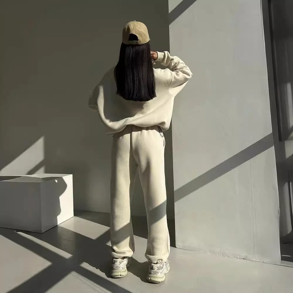 Nigikala Nigikala New Casual Fashion Splicing Thick Long-Sleeved Trousers Set