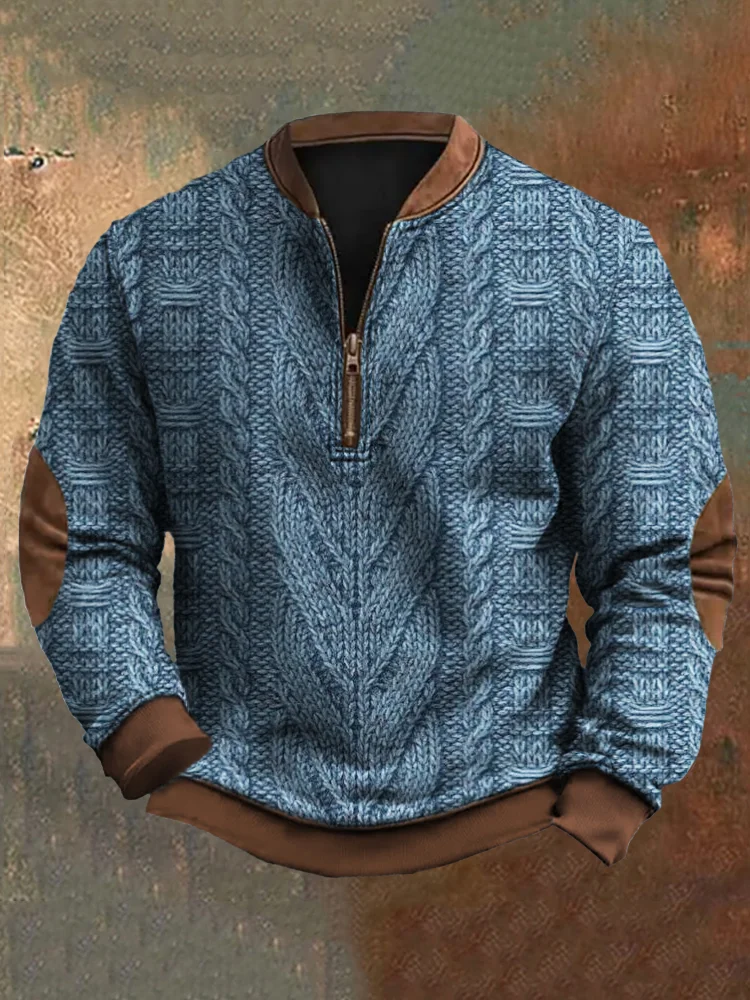 Western Style Men's Vintage Zipper Sweatshirt
