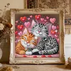 Zwei Katzen, speziell geformte 5D-DIY-Teilbohrer, Diamant-Malkits f&uuml;r Erwachsene, Anf&auml;nger, Wohnheimdekoration, Diamanten-Punkte, Edelstein-Kunstkits 