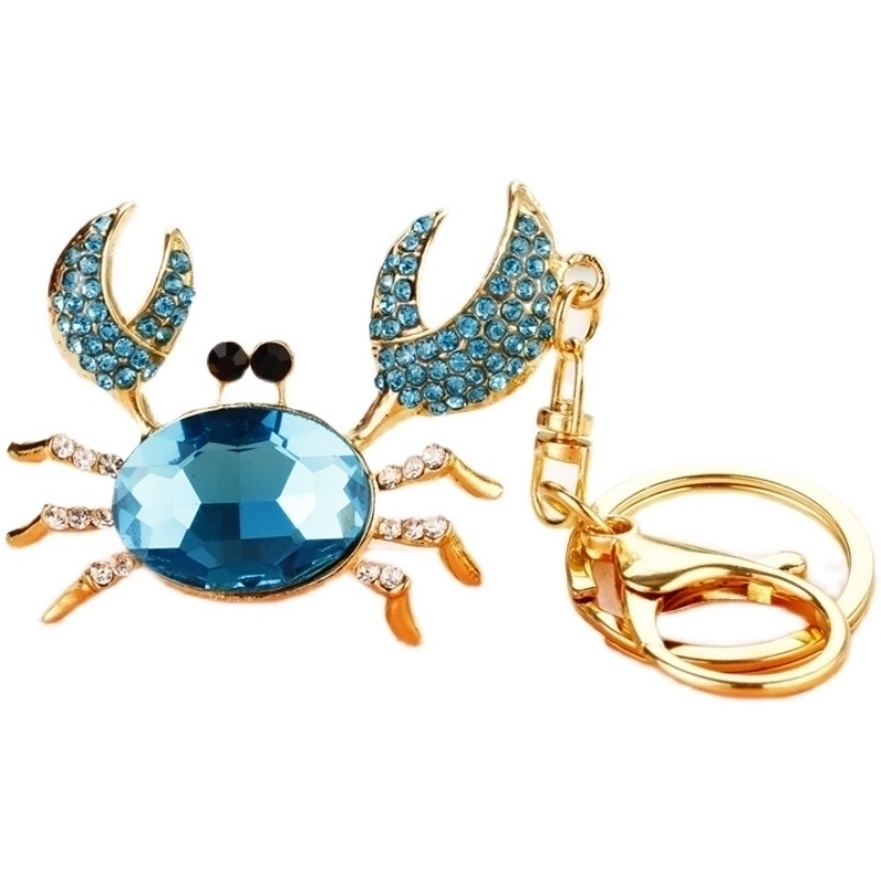Cute Minimalist Crab Metal Inlay Rhinestones Women’s Keychain