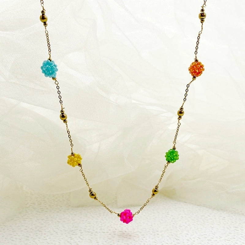 Fairy Style Modern Style Sweet Ball 304 Stainless Steel Artificial Crystal 14K Gold Plated Plating Necklace