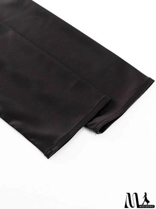 MidiSono - Casual Loose Long Sleeves Solid Color Round-Neck Maxi Dresses