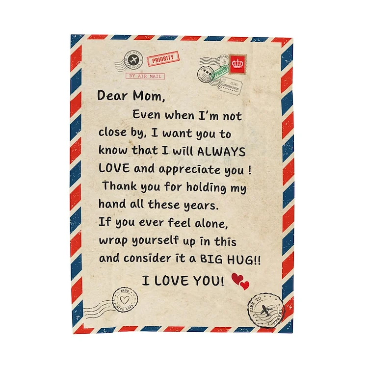 Dear Mom-  Postcard Plush Blanket[personalized name blankets][custom name blankets]