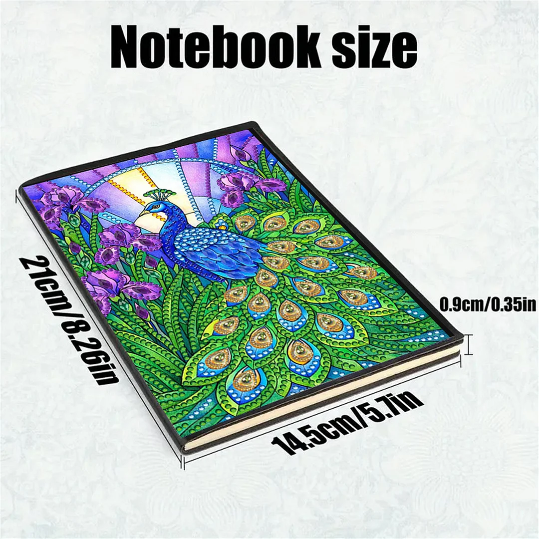 DIY Flower Diamond Painting Journals Notebooks 50 Pages A5 No Lines Special Shaped Diamond Art Kits for Beginners Craft Lovers and Artists (Peacock)