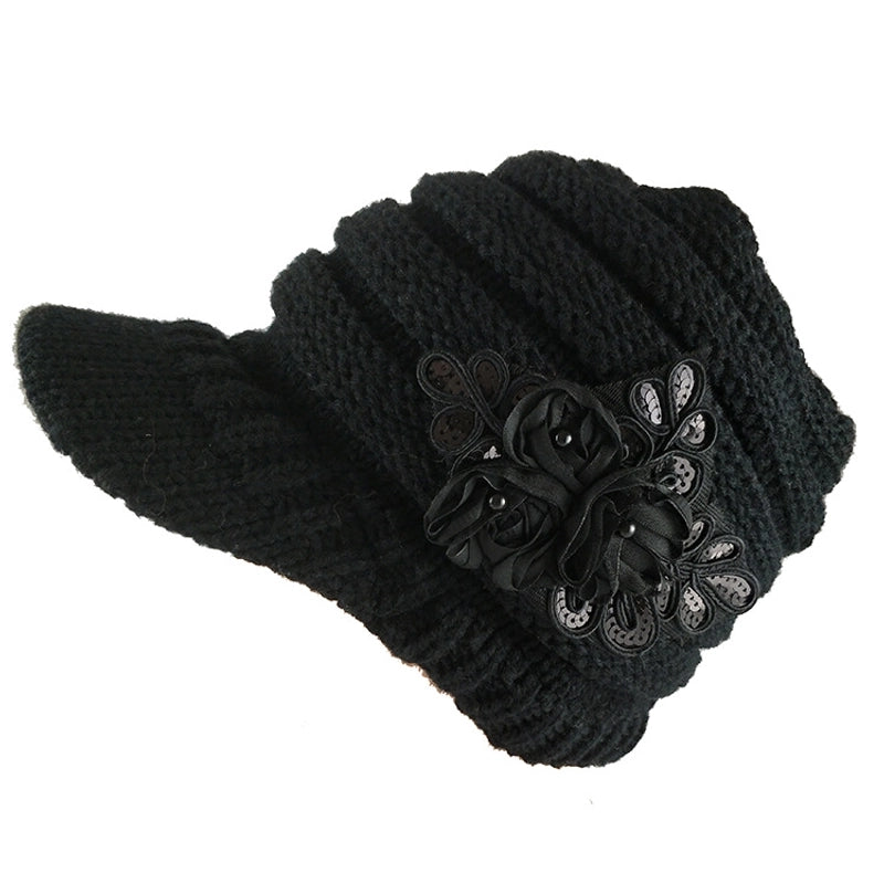New Autumn And Winter Women’s Knitted Hat Trendy Sequin Decal Ear Protection Wool Hat