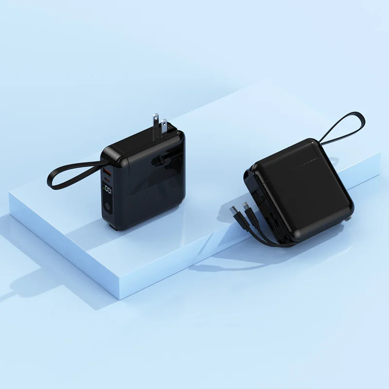 This 3-in-1 fast travel charger combines a 35W wall charger and a 27W power bank, and includes a built-in 3.3-foot USB-C cable and a foldable plug.