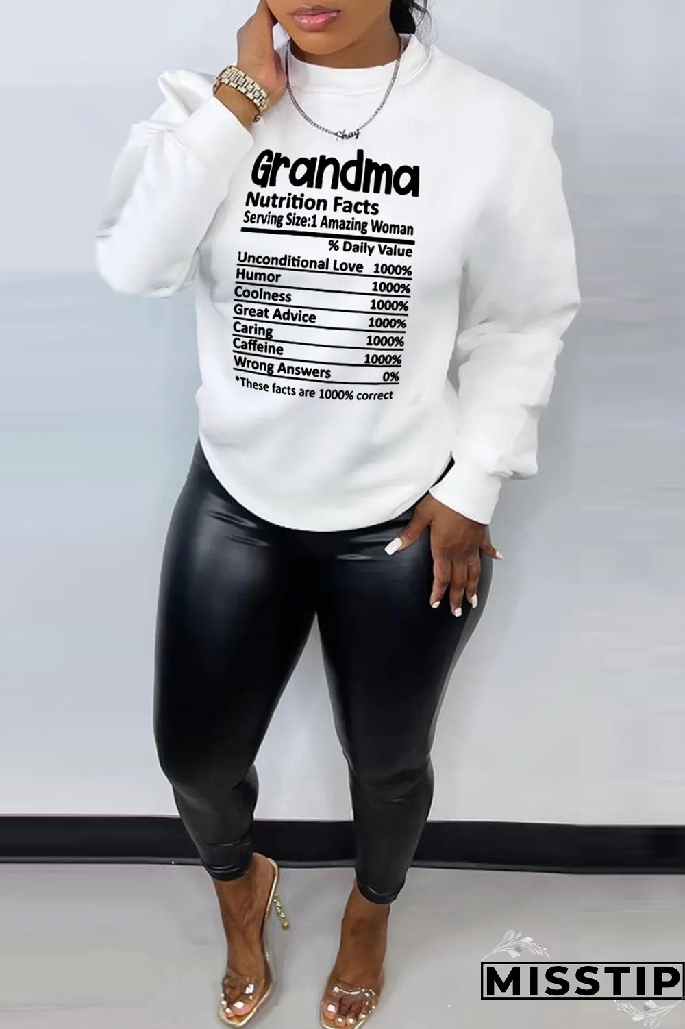 Blue Street Basis Print Patchwork Letter O Neck Tops