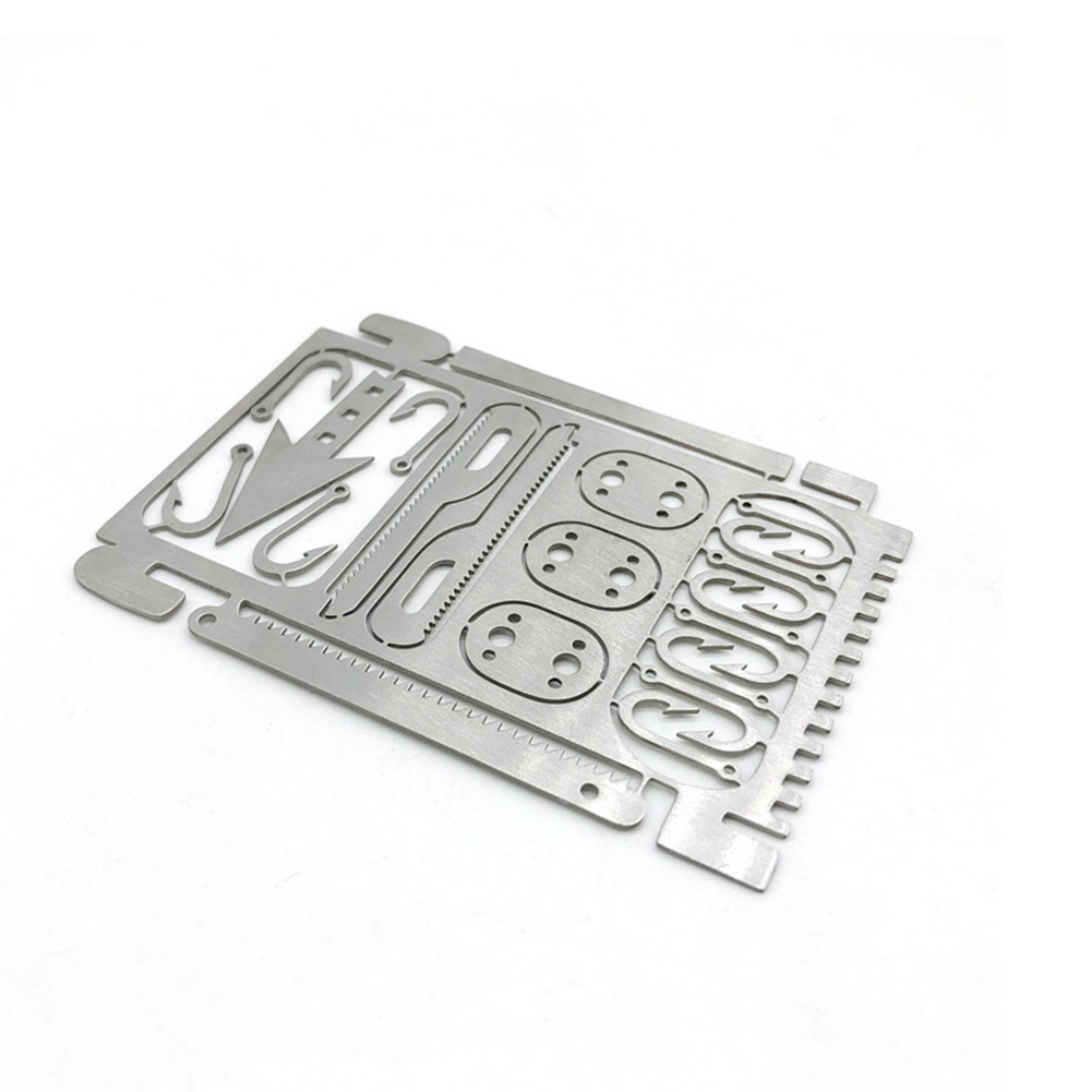 

19 in 1 Stainless Steel Fishhook Card Model Outdoor Camping Tool (Silver, 501 Original