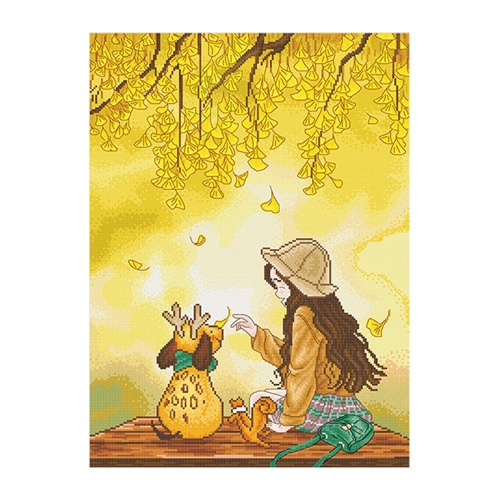 

Autumn Girl - 11CT Stamped Cross Stitch - 65*50CM, 501 Original