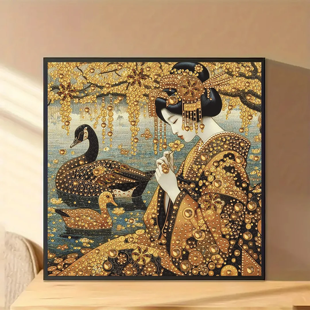 Diamond Painting - Partial Special Shaped Drill - Golden Geisha(Canvas|30x30cm)