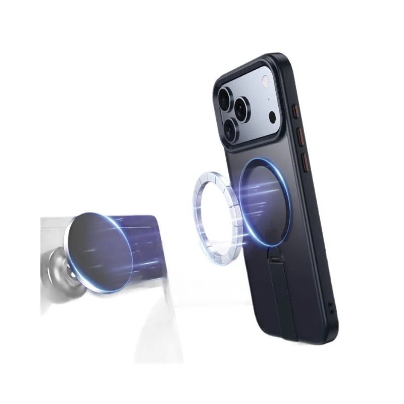 Suitable For Apple 17 Mobile Phone Case Straight Rotating Magnetic Stand Magsafe Transparent Iphone17Pro Mobile Phone Case