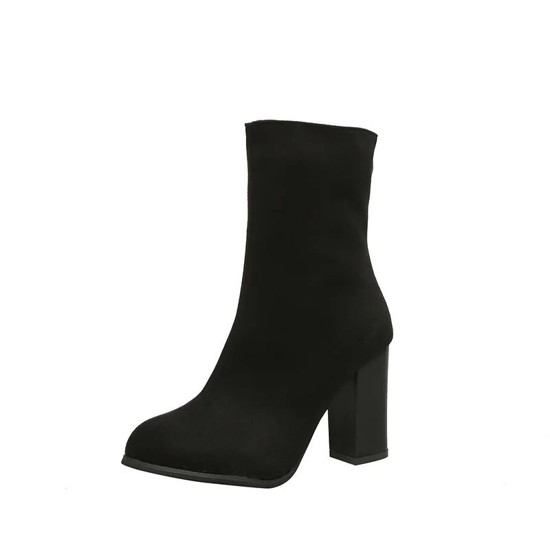 Yyvonne Size 2024 Autumn And Winter New Women's Boots High Heels, Coarse Heels, Frosted Medium-Sized Fashion Boots, Fashionable Women's Shoes