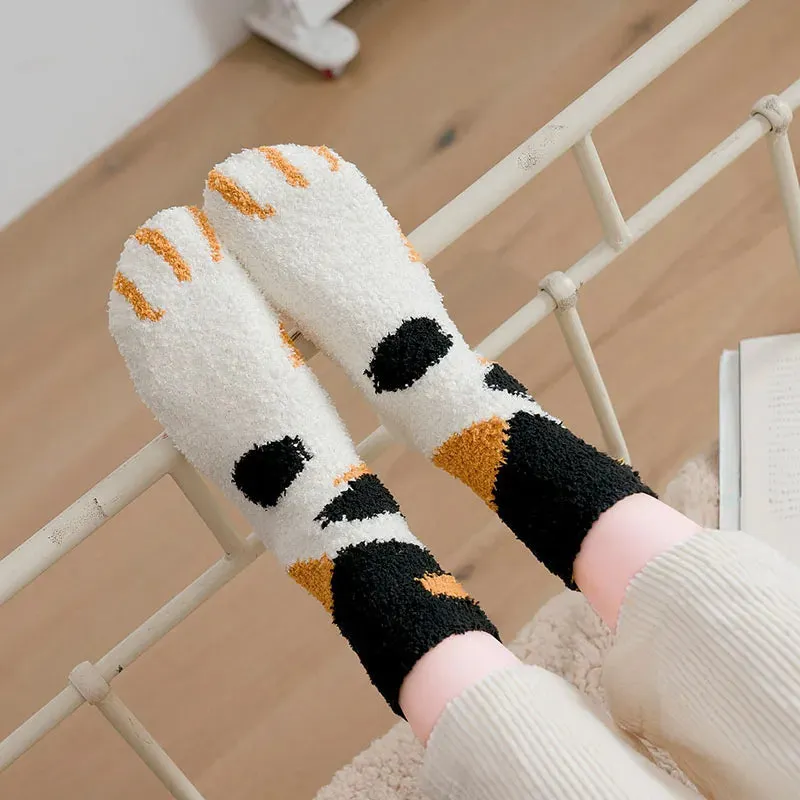 Brownm Paw Plush Socks