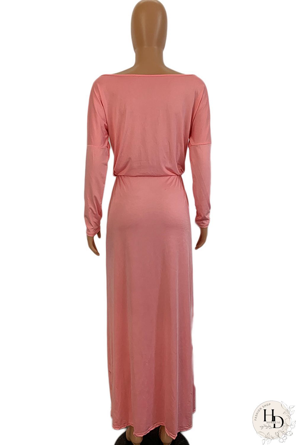 Blue Milk. Celebrities Off The Shoulder Long Sleeves One word collar Step Skirt Ankle-Length Solid