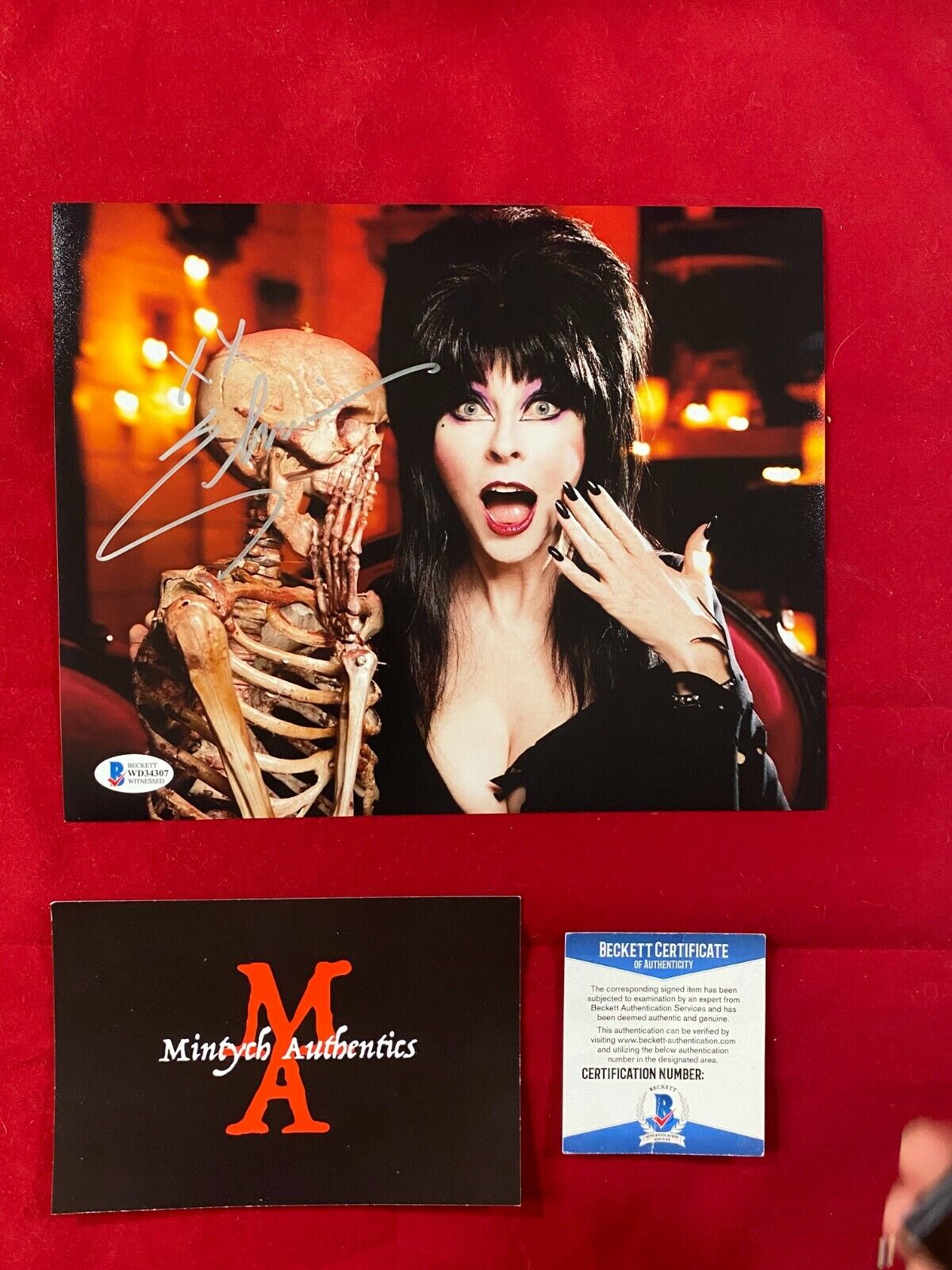 ELVIRA CASSANDRA PETERSON AUTOGRAPHED SIGNED 8x10 Photo Poster painting! BECKETT COA! HORROR!