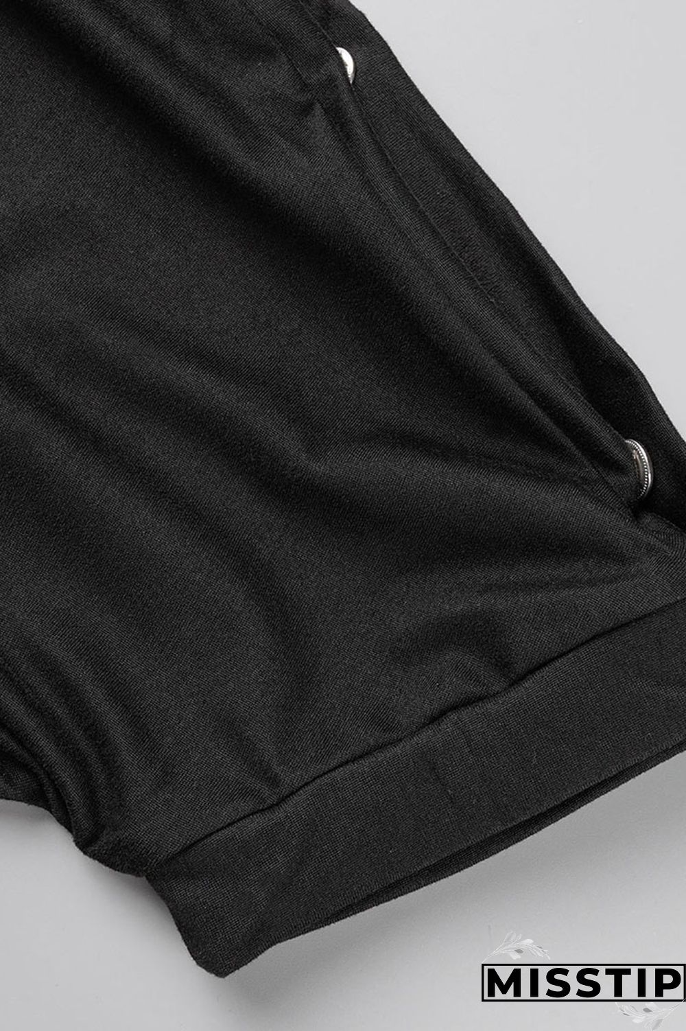 Black Casual Solid Patchwork Oblique Collar Short Sleeve Two Pieces