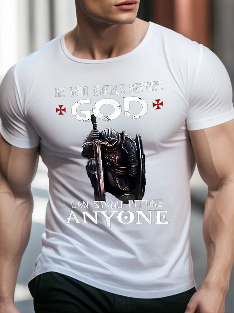 Knight Templar Christian Warrior Crew Neck T-Shirt