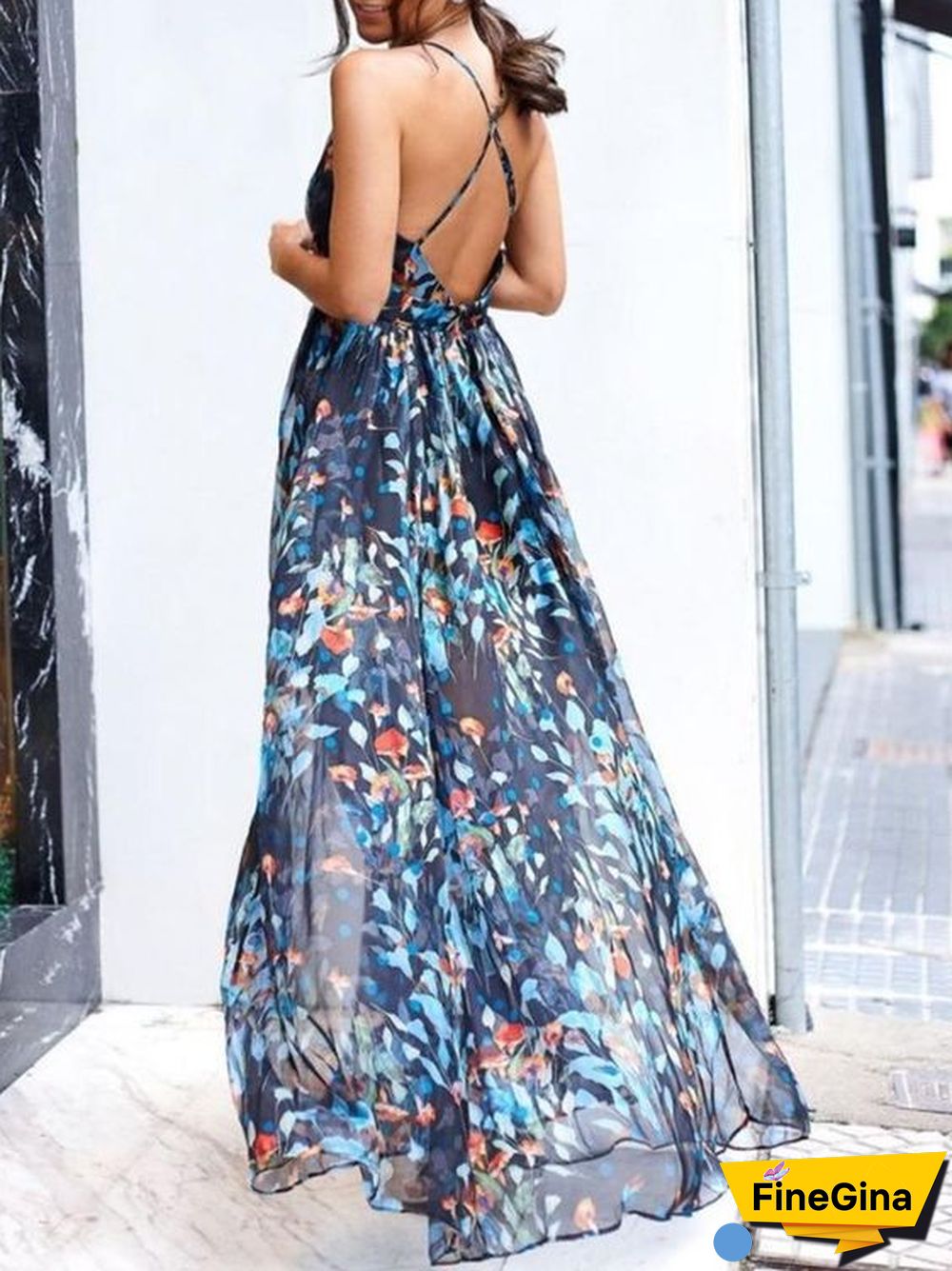 Sleeveless Sexy Summer Deep V Neck Maxi Dress
