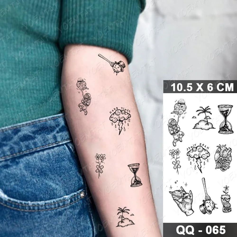 Waterproof Temporary Tattoo Sticker Moon Star Universe Cloud Flash Tatoo Cute Lines Hand Wrist Fake Tatto For Body Art Women Men