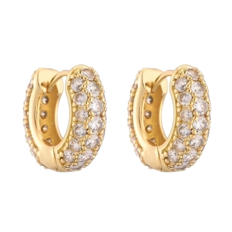 1 Pair Casual Luxurious Shiny Round Plating Inlay Copper Zircon Earrings