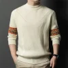 Men's 100% wool round neck trendy sweater
