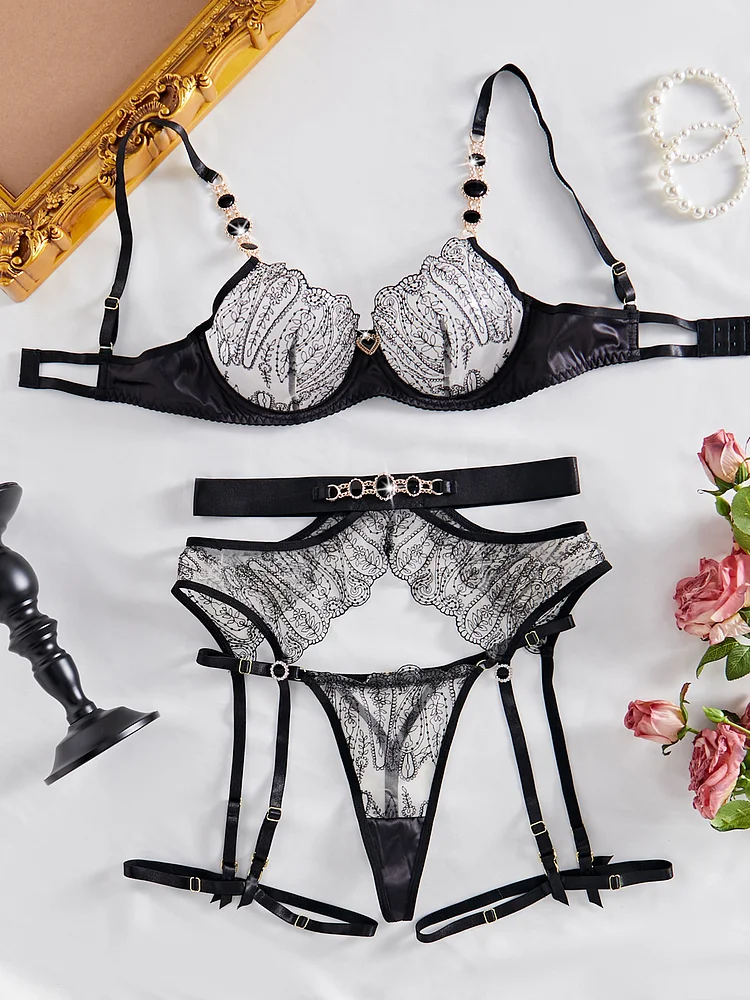 Mia's Glamorous Gemstone Lingerie Set