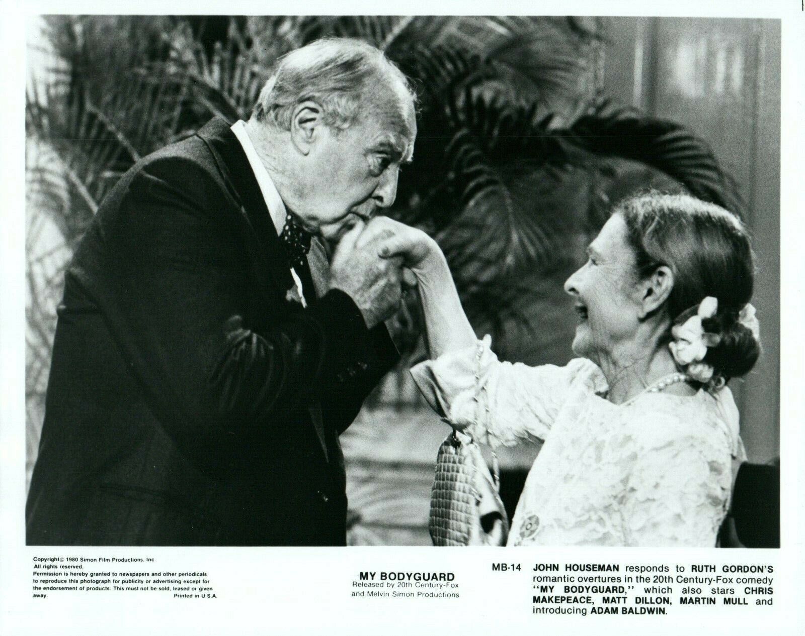 JOHN HOUSEMAN RUTH GORDON MY BODYGUARD Movie 8x10 Promo Press News Photo Poster painting 1980