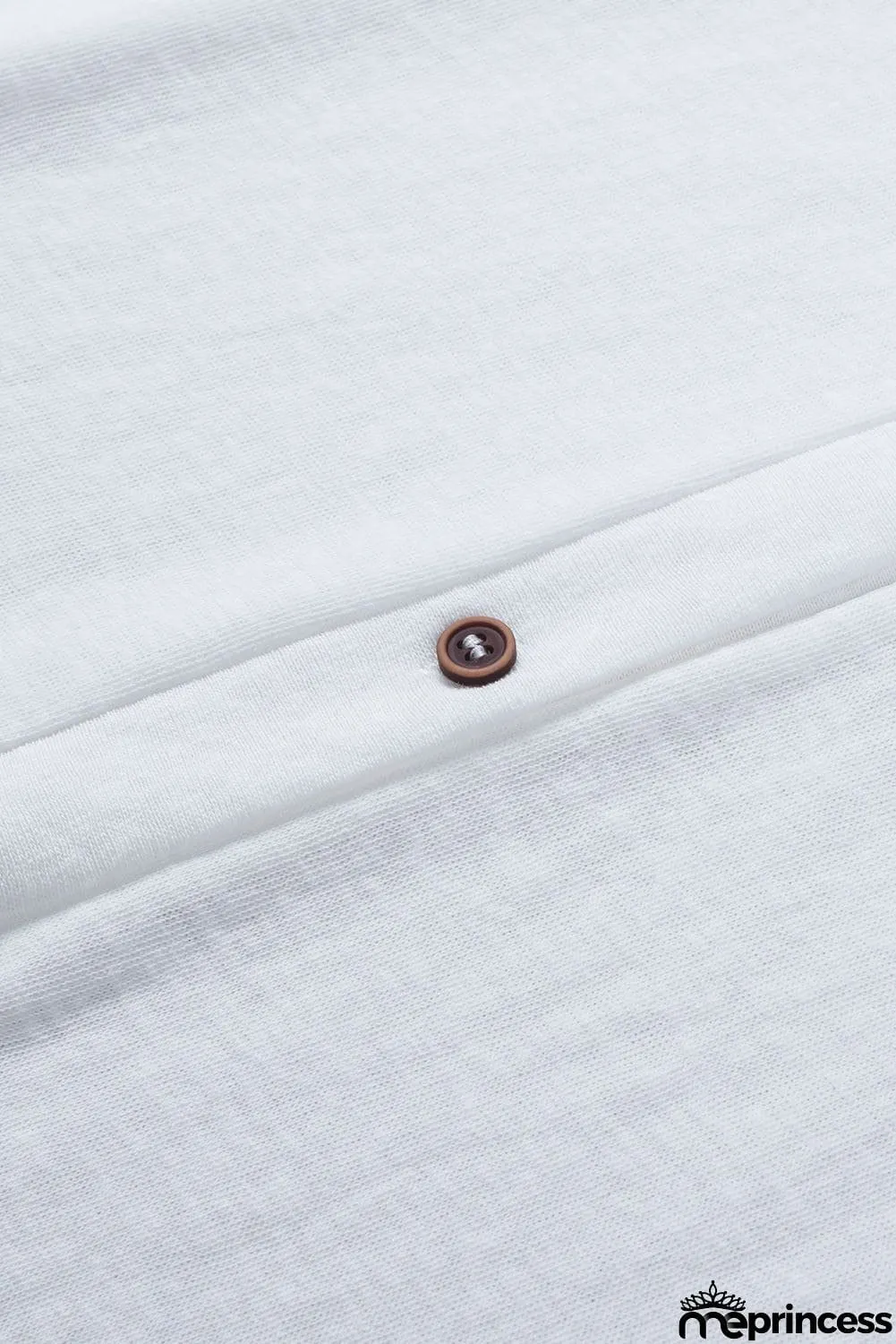 Solid Color Open-Front Buttons White Cardigan
