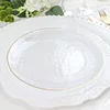10 Pack | Clear Hammered 7" Round Plastic Dessert Appetizer Plates With Gold Rim, Disposable Salad Party Plate