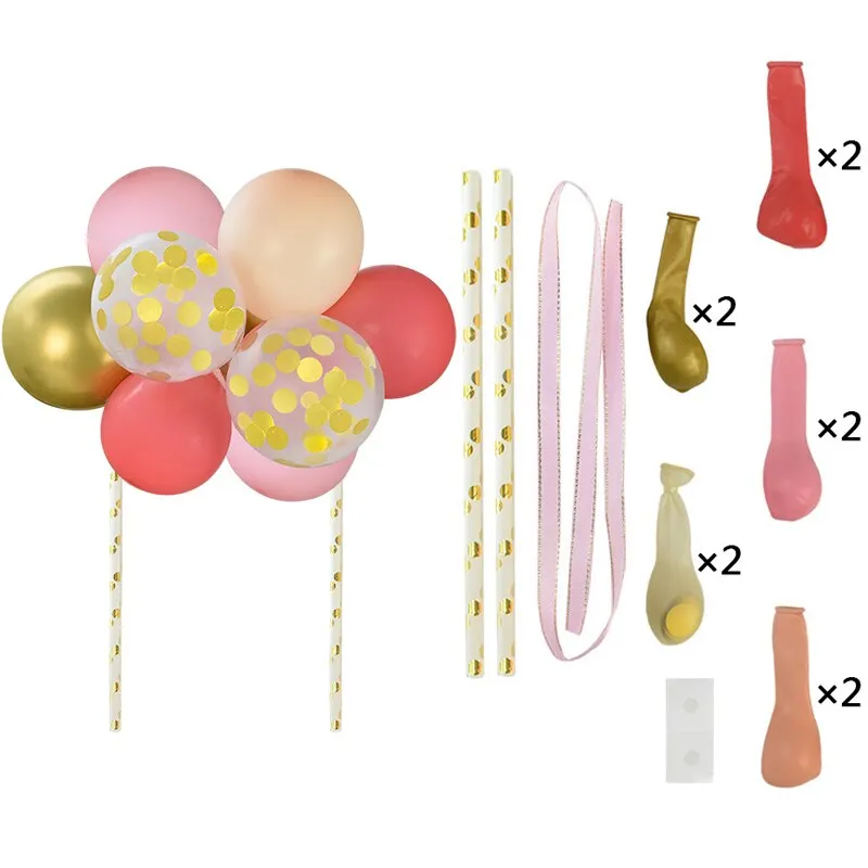 1 Set 5inch Confetti Balloon Cake Topper Decoration with Paper Straw Bow Baby Shower Favors Wedding Birthday Party Supplies