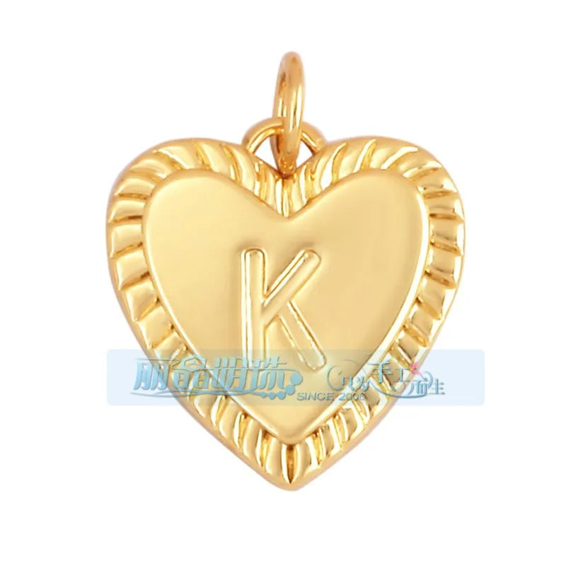 1 Piece 15 * 19mm Hole 5~5.9mm Copper Zircon Letter Heart Shape Pendant Jewelry Accessories