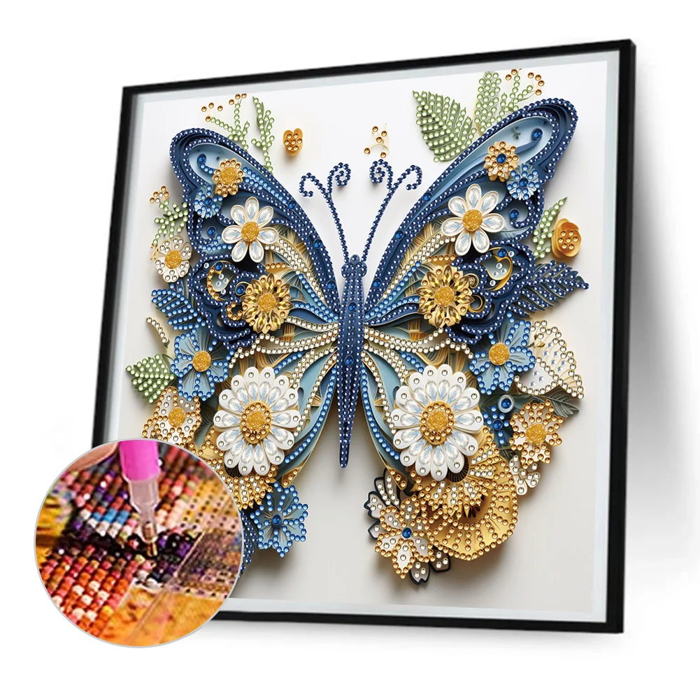 Diamond Painting - Partial Special Shaped Drill - Butterfly(Canvas|30*30cm)