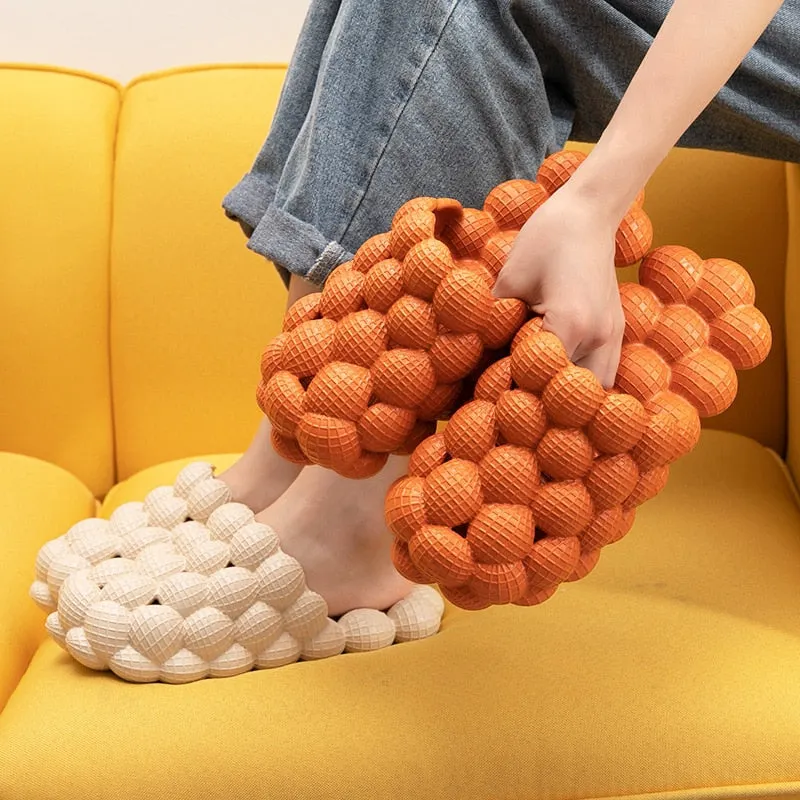 Home Slippers Women Summer Flip-flops Cute Bubble Ball Beach Shoes Thick Sole Couple Household Slides Non-slip Unisex Slippers